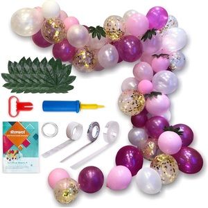 92 Pc Pearlized Pink, Fuchsia, Confetti Balloons